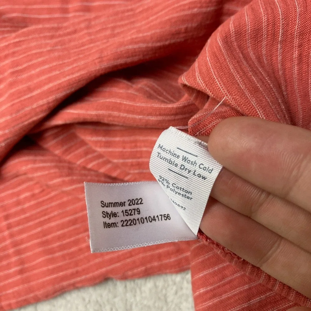 Marine Layer Shirt Henley Short Sleeve Striped Red Mens Medium